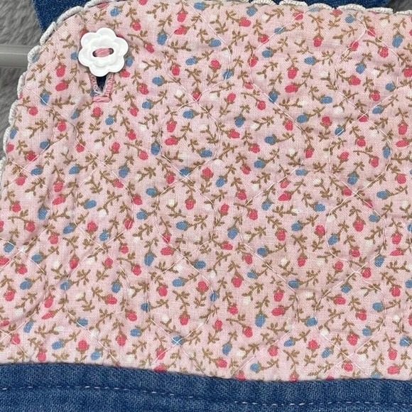 Vintage Baby Overalls 18M Blue Pink Ditzy Floral Quilted Bib Buttons Magic Years - Picture 4 of 12
